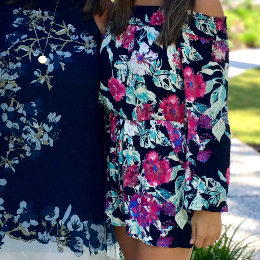 Off the shoulder floral romper